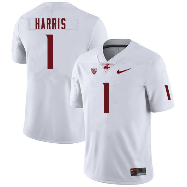 Washington State Cougars #1 Travell Harris College Football Jerseys Sale-White